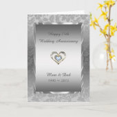 Gray Damask en Diamonds Heart Kaart (Gele Bloem)