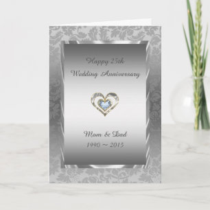 Gray Damask en Diamonds Heart Kaart