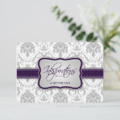 Gray Damask en Eggplant Paars Cadeaubon (Staand voorkant)