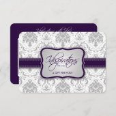 Gray Damask en Eggplant Paars Cadeaubon (Voorkant / Achterkant)