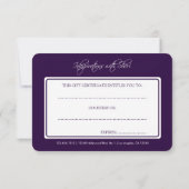 Gray Damask en Eggplant Paars Cadeaubon (Achterkant)