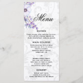 Gray Damask en Paars Floral Wedding Menu (Voorkant)