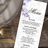 Gray Damask en Paars Floral Wedding Menu