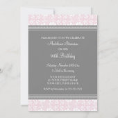 Gray Damask Foto 90th Birthday Party Invitations Kaart (Achterkant)