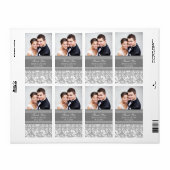 Gray Damask Foto Wedding Labels (Full Sheet)
