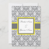Gray Damask (geel) Wedding Invitation Kaart (Voorkant)