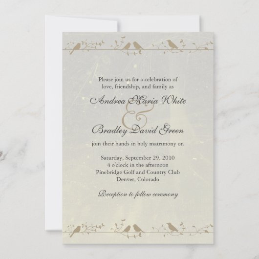 Gray Damask Heart Wedding Invitation Kaart (Achterkant)