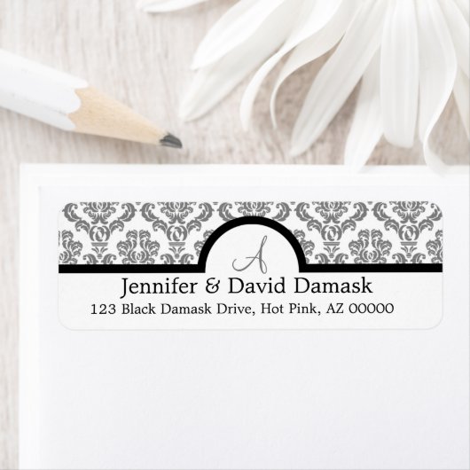 Gray Damask Monogram Labels (Insitu)