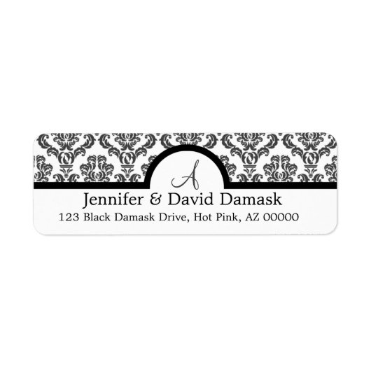 Gray Damask Monogram Labels (Voorkant)