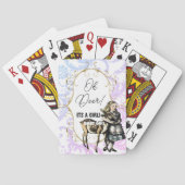 Gray Damask Paars Alice Oh Deer Baby Girl Pokerkaarten (Achterkant)