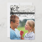 Gray Damask Renaissance Wedding Photo Uitnodiging (Voorkant)