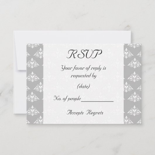 Gray Damask RSVP-kaart RSVP Kaartje (Voorkant)
