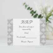 Gray Damask RSVP-kaart RSVP Kaartje (Staand voorkant)