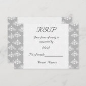 Gray Damask RSVP-kaart RSVP Kaartje (Voorkant / Achterkant)