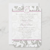Gray Damask Sweet Lila Wedding Invitations Kaart (Voorkant)