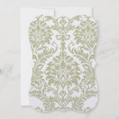 Gray Damask Swirls Bight Yellow Weduwuitnodiging Kaart (Achterkant)