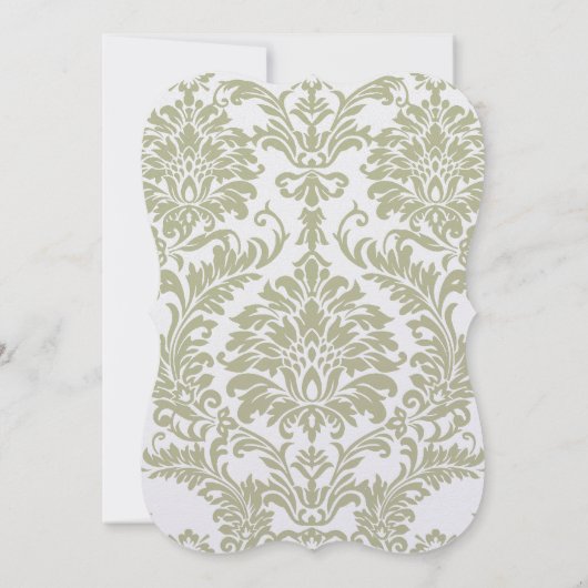 Gray Damask Swirls Bight Yellow Weduwuitnodiging Kaart (Achterkant)