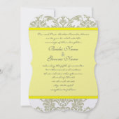 Gray Damask Swirls Bight Yellow Weduwuitnodiging Kaart (Voorkant)