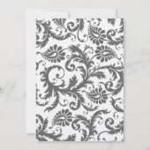 Gray Damask Swirls Bight Yellow Weduwuitnodiging Kaart (Achterkant)