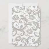 Gray Damask Swirls Bight Yellow Weduwuitnodiging Kaart (Achterkant)