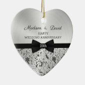 Gray Damask Wedding Jubileum Keramisch Ornament (Rechts)