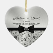 Gray Damask Wedding Jubileum Keramisch Ornament (Achterkant)