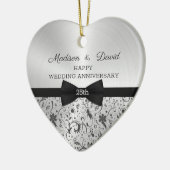 Gray Damask Wedding Jubileum Keramisch Ornament (Links)