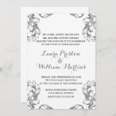 Gray Damask Wedding Uitnodiging (Voorkant / Achterkant)