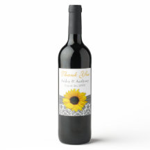 Gray Damask Yellow Sunflower Weddenschap Bedankt