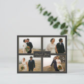 Gray Dank je bruiloft Collage 4 Foto Briefkaart (Staand voorkant)