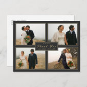 Gray Dank je bruiloft Collage 4 Foto Briefkaart (Voorkant / Achterkant)