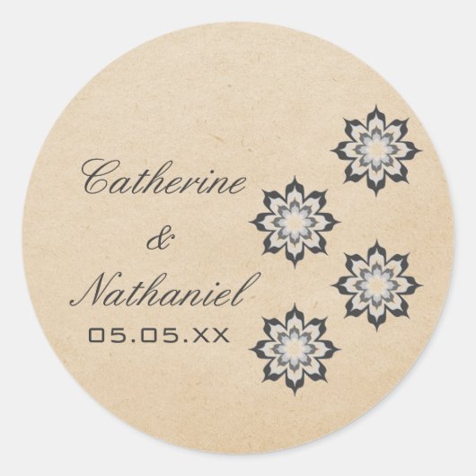 Gray Daring Floral Blooms Weddenschappen Ronde Sticker (Voorkant)