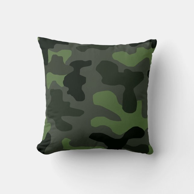 Gray dark green camouflage nr. 14 print kussen (Voorkant)