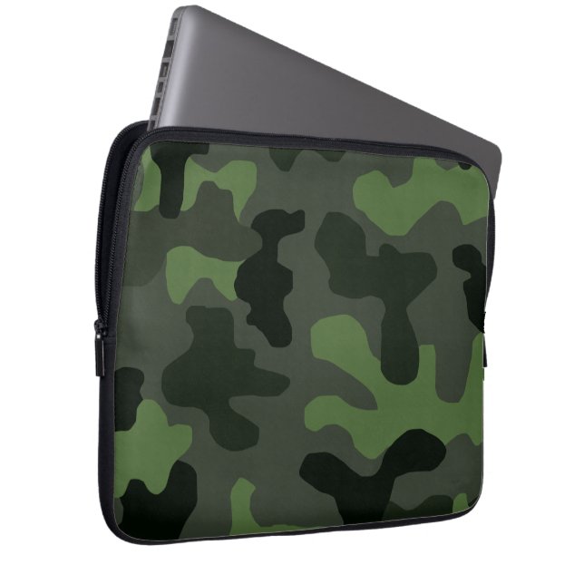 Gray dark green camouflage nr. 14 print laptop sleeve (Voorkant Rechts)