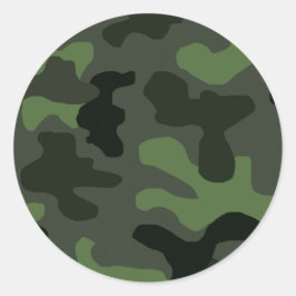 Gray dark green camouflage nr. 14 print ronde sticker