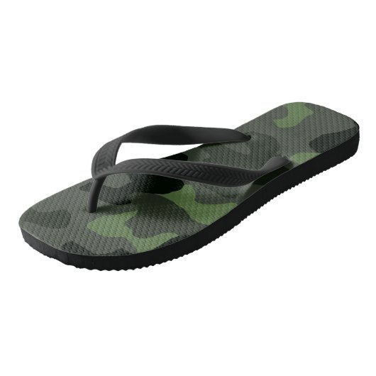 Gray dark green camouflage nr. 14 print teenslippers (Schuin)