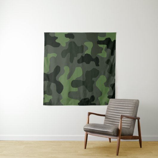 Gray dark green camouflage nr. 14 print wandkleed (In Situ (horizontaal))