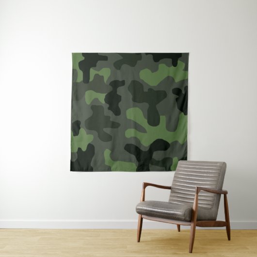 Gray dark green camouflage nr. 14 print wandkleed (In situ)