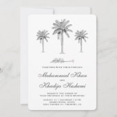 Gray Date Palm Trees Islamic Muslim Wedding Kaart (Voorkant)