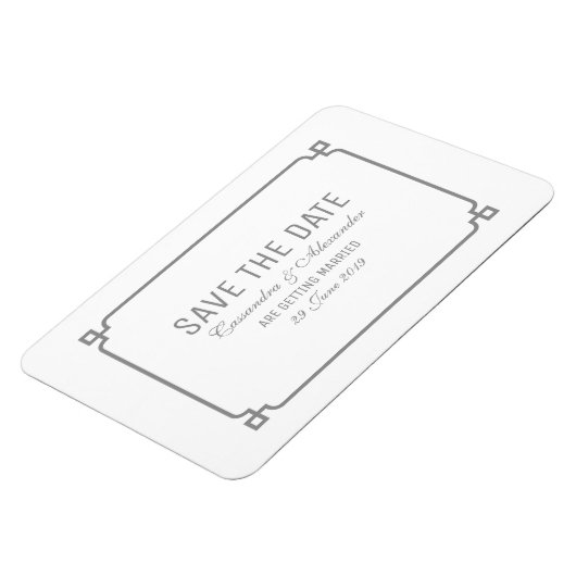 Gray Deco Chic Opslaan Datum Magneet (Linkerzijde)