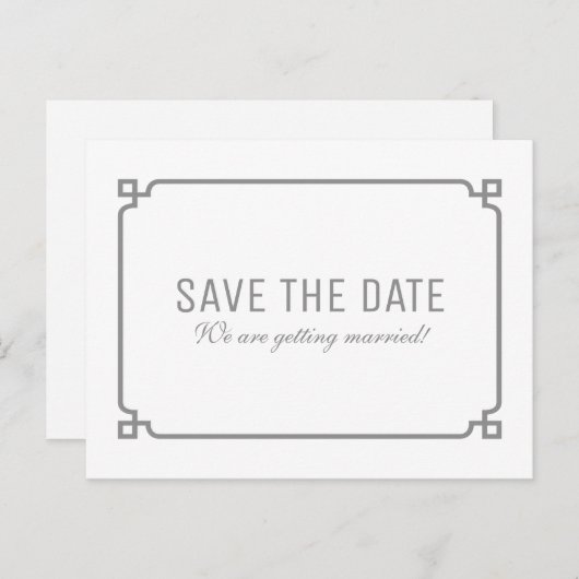 Gray Deco Chic Opslaan het Briefkaart Datum (Voorkant / Achterkant)