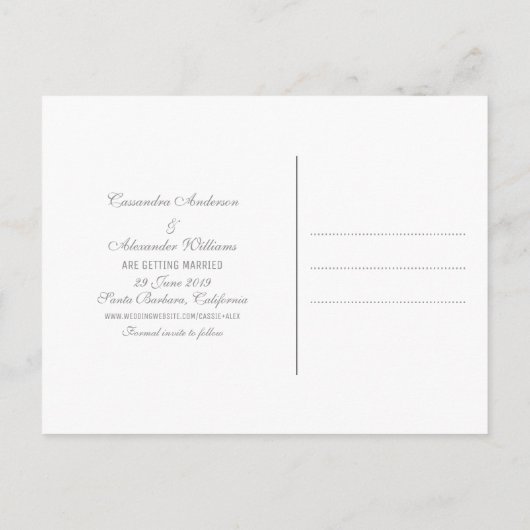 Gray Deco Chic Opslaan het Briefkaart Datum (Achterkant)