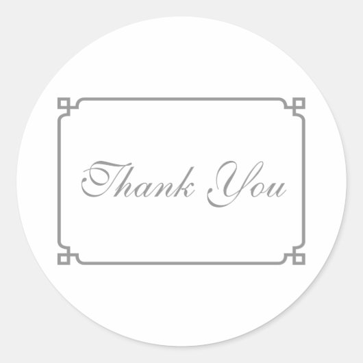 Gray Deco Chic Wedding Bedankt Ronde Sticker (Voorkant)