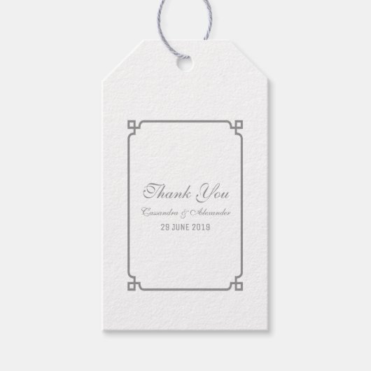 Gray Deco Chic Wedding Cadeaulabel (Voorkant)