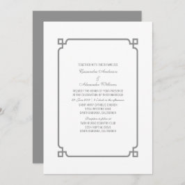 Gray Deco Chic Wedding Invite Kaart