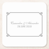 Gray Deco Chic Wedding Kartonnen Onderzetters (Voorkant)