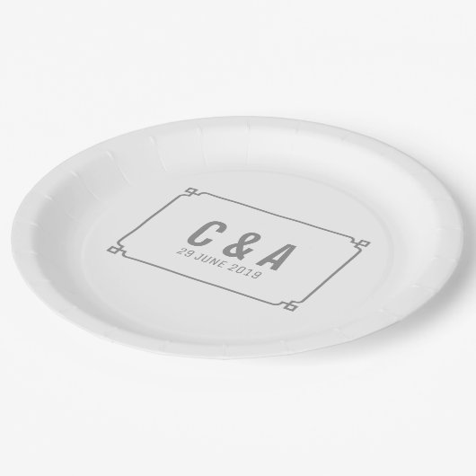 Gray Deco Chic Wedding Papieren Bordje (Gekanteld)