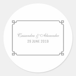 Gray Deco Chic Wedding Ronde Sticker