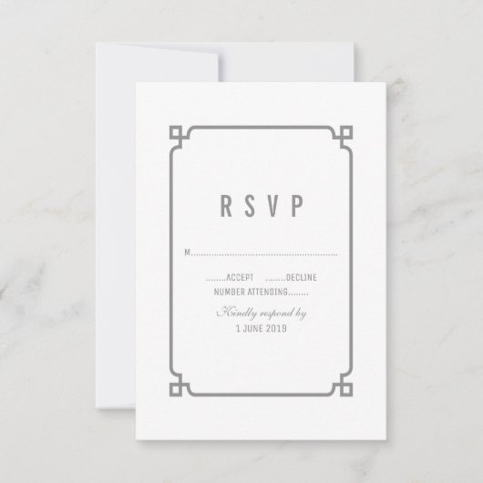 Gray Deco Chic Wedding RSVP (Voorkant)