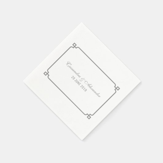 Gray Deco Chic Wedding Servet (Hoek)